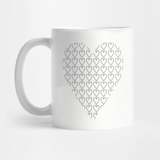Black Heart Line Full of Love Hearts for Valentines Day Mug